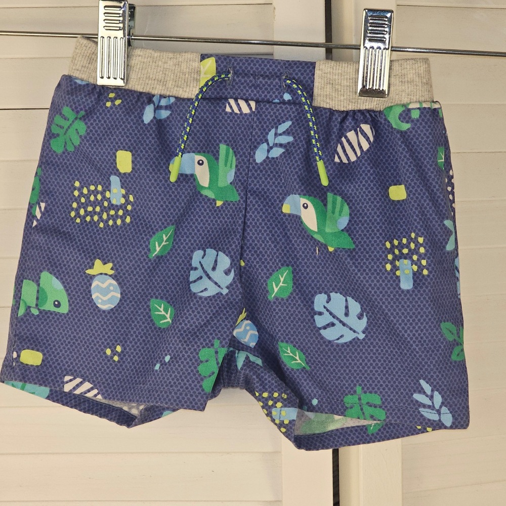 Mayoral Newborn Boys Blue Pineapple Parrot Shorts 12 Months